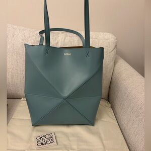 NWT Loewe Medium Puzzle Fold Tote In Shiny Calfskin